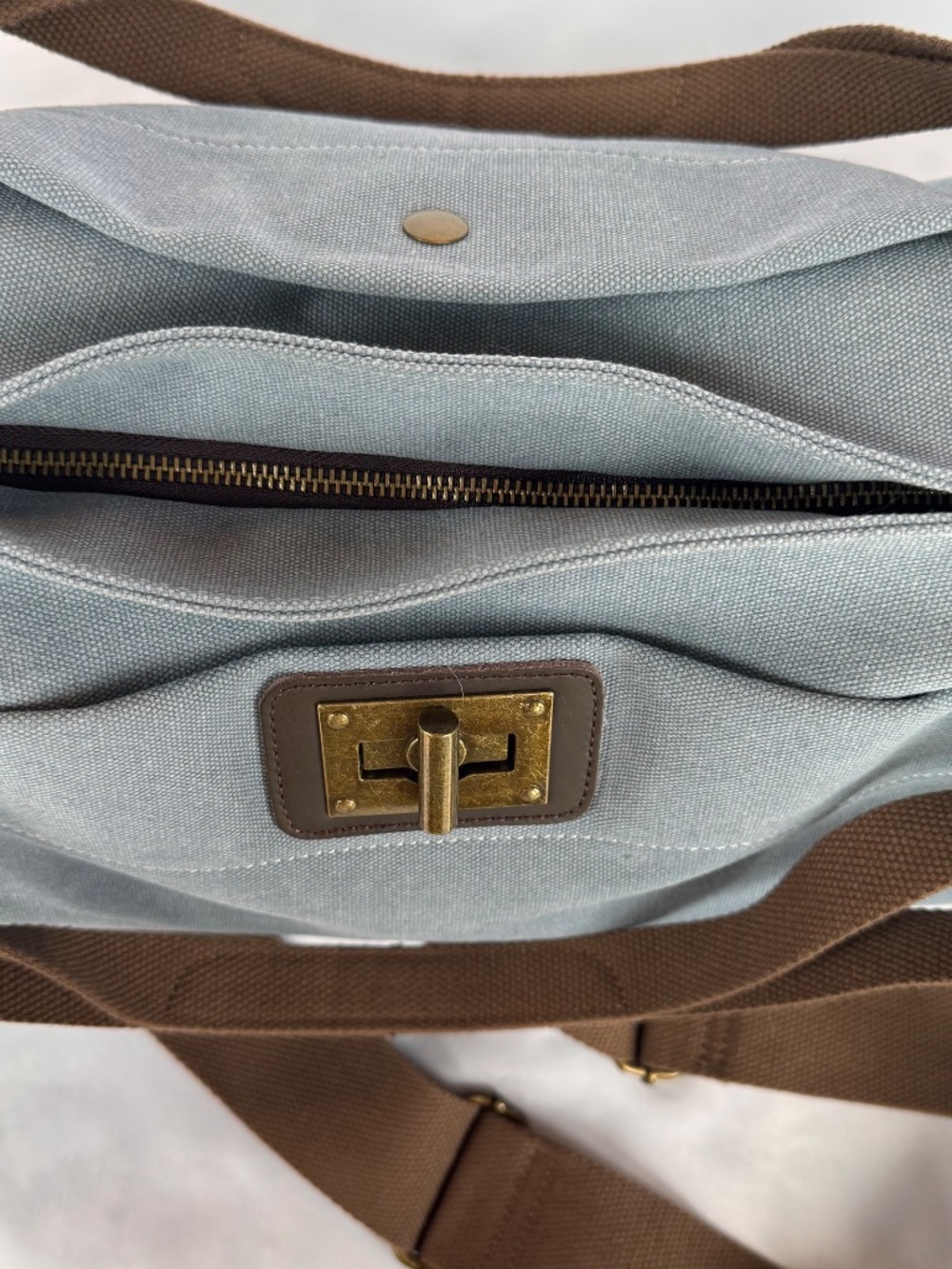Zede Paris Pont-des-Arts Washed Canvas Crossbody Bag - Blue - Picture 5 of 8
